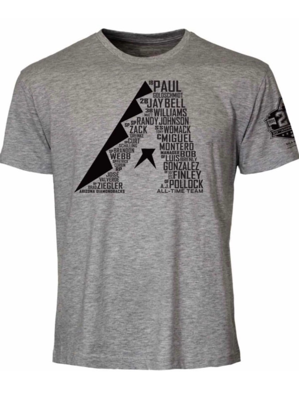Arizona Diamondbacks All-Time Team Graphic T-Shirt Men's XL Grey MLB Alumni